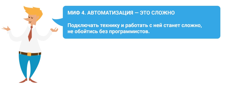 Миф 4. Автоматизация — это сложно. Подключать технику и работать с ней станет сложно, не обойтись без программистов.